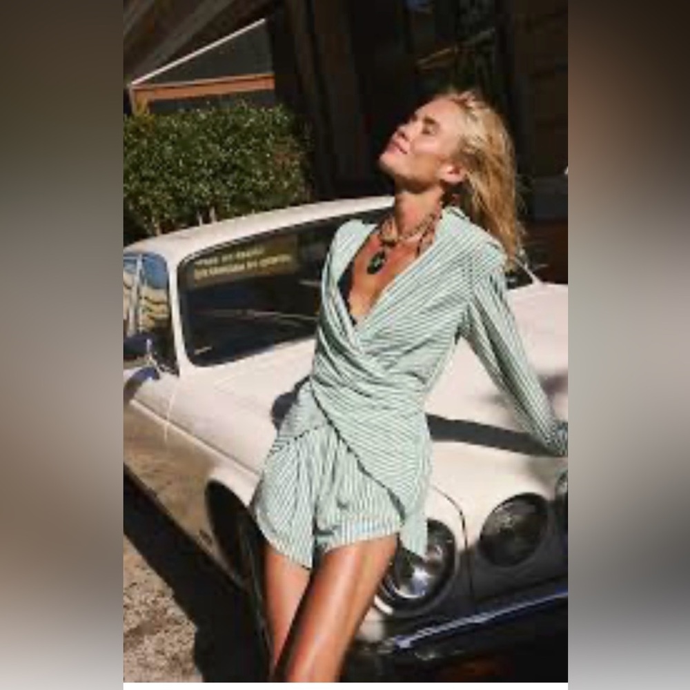 Free People Striped romper Green